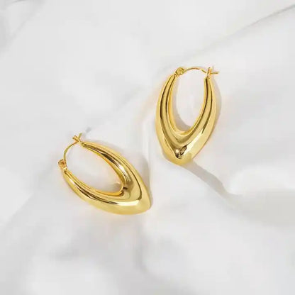 Samara Oval Thick Hoop Huggies Earrings